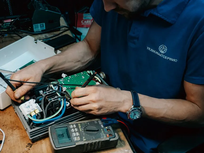 Technician reviewing a repair plan